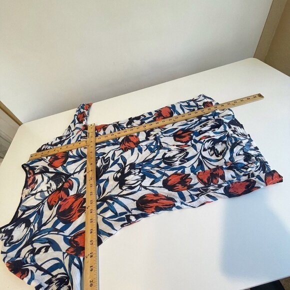 J.CREW Tissue Tunic Blouse Womens Small Multicolor Floral 3/4 Sleeve V-neck - Picture 6 of 6